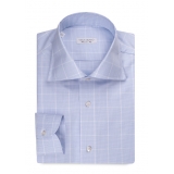 Viola Milano - Long Sleeve Shirt - Light Blue and White - Handmade in Italy - Luxury Exclusive Collection