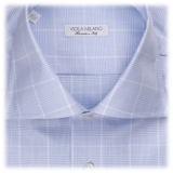 Viola Milano - Camicia a Manica Lunga - Azzurro e Bianco - Handmade in Italy - Luxury Exclusive Collection