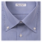 Viola Milano - Long Sleeve Shirt - Navy and White - Handmade in Italy - Luxury Exclusive Collection