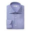 Viola Milano - Long Sleeve Shirt - Light Blue Stripe - Handmade in Italy - Luxury Exclusive Collection