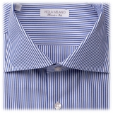 Viola Milano - Camicia a Manica Lunga - Riga Azzurra - Handmade in Italy - Luxury Exclusive Collection