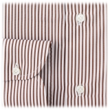 Viola Milano - Long Sleeve Shirt - Brown Stripe - Handmade in Italy - Luxury Exclusive Collection