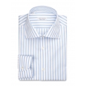 Viola Milano - Camicia a Manica Lunga - Mare e Bianco - Handmade in Italy - Luxury Exclusive Collection