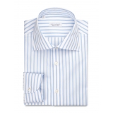 Viola Milano - Long Sleeve Shirt - Sea and White - Handmade in Italy - Luxury Exclusive Collection