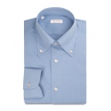 Viola Milano - Solid Color Shirt - Sea II - Handmade in Italy - Luxury Exclusive Collection