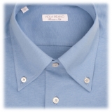 Viola Milano - Solid Color Shirt - Sea II - Handmade in Italy - Luxury Exclusive Collection