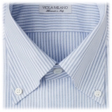 Viola Milano - Stripe American Oxford Shirt - Blue - Handmade in Italy - Luxury Exclusive Collection