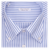 Viola Milano - Stripe Italian Oxford Shirt - Blue - Handmade in Italy - Luxury Exclusive Collection