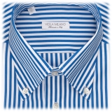 Viola Milano - Long Sleeve Shirt - Blue Stripe - Handmade in Italy - Luxury Exclusive Collection