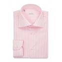 Viola Milano - Long Sleeve Shirt - Pink Stripe - Handmade in Italy - Luxury Exclusive Collection