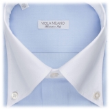 Viola Milano - Camicia con Collo a Contrasto - Azzurra - Handmade in Italy - Luxury Exclusive Collection