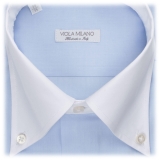 Viola Milano - Contrast Collar Shirt - Light Blue - Handmade in Italy - Luxury Exclusive Collection