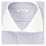 Viola Milano - Contrast Collar Shirt - Multi Stripe - Handmade in Italy - Luxury Exclusive Collection