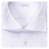 Viola Milano - Camicia Multi Riga - Navy Mix - Handmade in Italy - Luxury Exclusive Collection