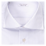 Viola Milano - Multi Stripe Shirt - Navy Mix - Handmade in Italy - Luxury Exclusive Collection
