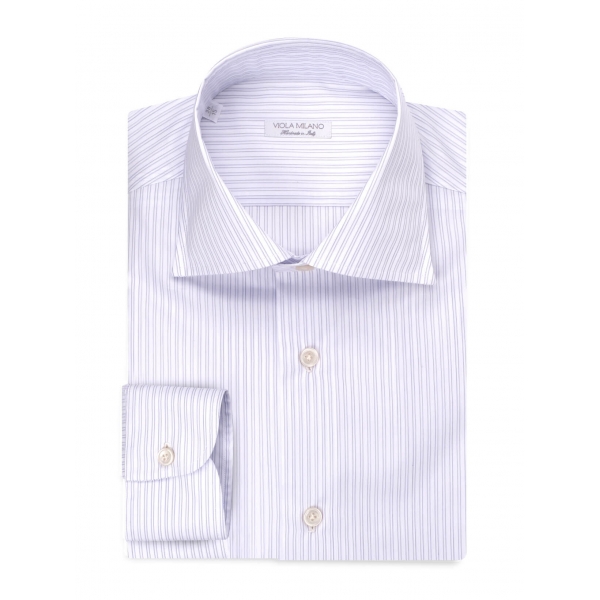 Viola Milano - Multi Stripe Shirt - Navy Mix - Handmade in Italy - Luxury Exclusive Collection