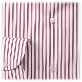 Viola Milano - Camicia Multi Riga - Rosso - Handmade in Italy - Luxury Exclusive Collection