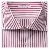 Viola Milano - Camicia Multi Riga - Rosso - Handmade in Italy - Luxury Exclusive Collection