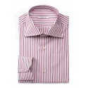 Viola Milano - Camicia Multi Riga - Rosso - Handmade in Italy - Luxury Exclusive Collection