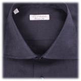 Viola Milano - Solid 100% Linen Shirt – Navy - Handmade in Italy - Luxury Exclusive Collection