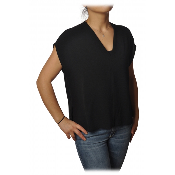 Ottod'Ame - Blouse with V-Neck - Black - Top - Luxury Exclusive Collection