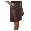 Ottod'Ame - Skirt in Python Printed Eco-Leather - Bordeaux - Skirt - Luxury Exclusive Collection