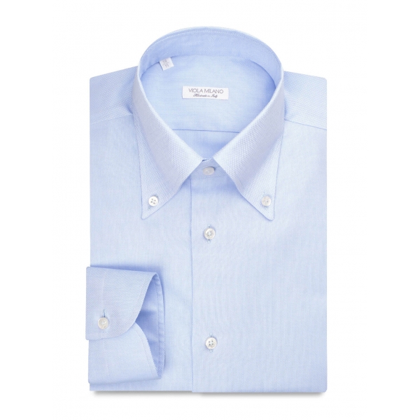 Viola Milano - Solid American Oxford Shirt - Light Blue - Handmade in Italy - Luxury Exclusive Collection