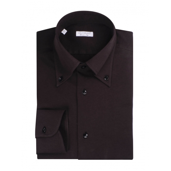 Viola Milano - Solid Cotton/Jersey Shirt Shirt - Black - Handmade in Italy - Luxury Exclusive Collection