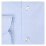 Viola Milano - Camicia a Tinta Unita Classica - Azzurro Classico - Handmade in Italy - Luxury Exclusive Collection