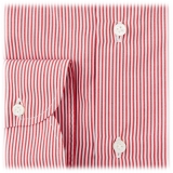 Viola Milano - Camicia Collo Napoli a Righe - Rosso e Bianco - Handmade in Italy - Luxury Exclusive Collection