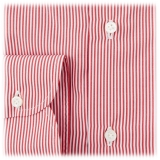 Viola Milano - Stripe Napoli Collar Shirt - Red and White - Handmade in Italy - Luxury Exclusive Collection