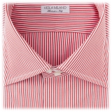 Viola Milano - Camicia Collo Napoli a Righe - Rosso e Bianco - Handmade in Italy - Luxury Exclusive Collection