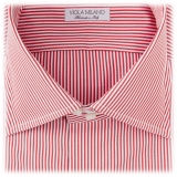 Viola Milano - Stripe Napoli Collar Shirt - Red and White - Handmade in Italy - Luxury Exclusive Collection