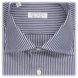 Viola Milano - Camicia a Righe Como - Mezzanotte e Bianco - Handmade in Italy - Luxury Exclusive Collection