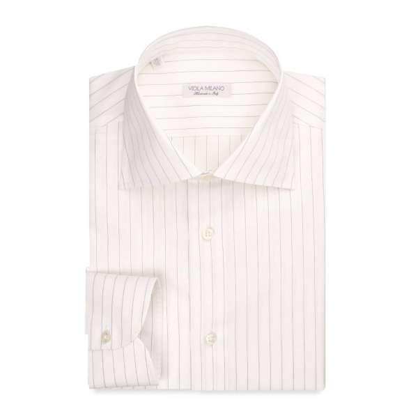 Viola Milano - Milanese Stripe Shirt - Navy and White - Handmade in Italy - Luxury Exclusive Collection