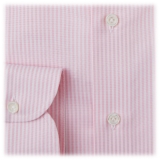 Viola Milano - Camicia Oxford Americana a Righe - Rosa e Bianco - Handmade in Italy - Luxury Exclusive Collection