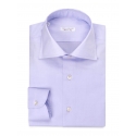 Viola Milano - Camicia a Tinta Unita - Viola Blu - Handmade in Italy - Luxury Exclusive Collection