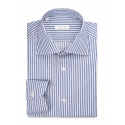 Viola Milano - Multi Stripe Shirt - Blue Mix - Handmade in Italy - Luxury Exclusive Collection