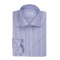 Viola Milano - Multi Stripe Shirt - Light Blue Mix - Handmade in Italy - Luxury Exclusive Collection