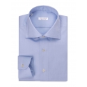 Viola Milano - Camicia a Tinta Unita - Azzurro - Handmade in Italy - Luxury Exclusive Collection