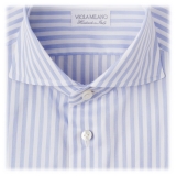 Viola Milano - Classic Stripe Shirt - Blue and White - Handmade in Italy - Luxury Exclusive Collection