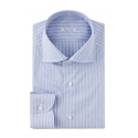 Viola Milano - Multi Stripe Slim-Fit Shirt - Light Blue Mix - Handmade in Italy - Luxury Exclusive Collection