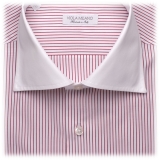 Viola Milano - Contrast Collar Shirt - Red and White - Handmade in Italy - Luxury Exclusive Collection