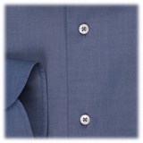 Viola Milano - Classic Italian Denim Collar Shirt - Denim - Handmade in Italy - Luxury Exclusive Collection