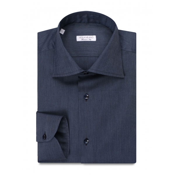 Viola Milano - Classic Denim Shirt - Midnight - Handmade in Italy - Luxury Exclusive Collection
