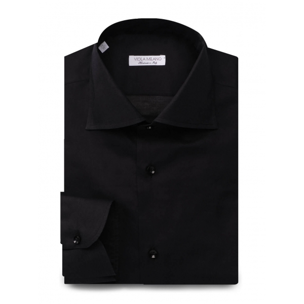 Viola Milano - Solid Color Shirt - Midnight - Handmade in Italy - Luxury Exclusive Collection