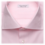 Viola Milano - Classic Stripe Shirt - Pink and White - Handmade in Italy - Luxury Exclusive Collection