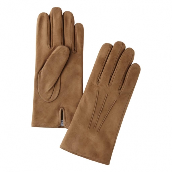 Viola Milano - Suede Gloves with Cashmere Lining - Beige - Handmade in Italy - Luxury Exclusive Collection