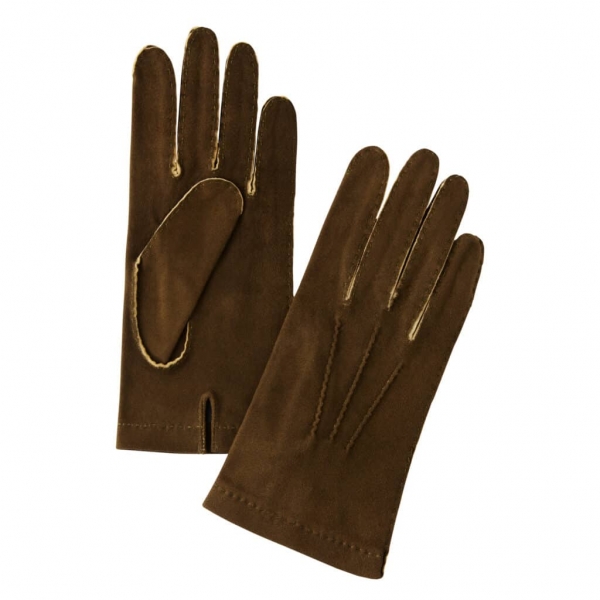 Viola Milano - Unlined Roe Deer Gloves - Army Green - Handmade in Italy - Luxury Exclusive Collection