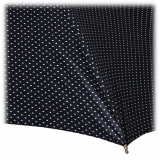 Viola Milano - Polka Dot Bamboo Umbrella - Navy and White - Handmade in Italy - Luxury Exclusive Collection